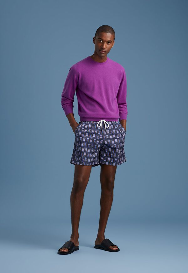 Paul Stuart Purple Summer Cashmere & Swim Shorts Look, image 1